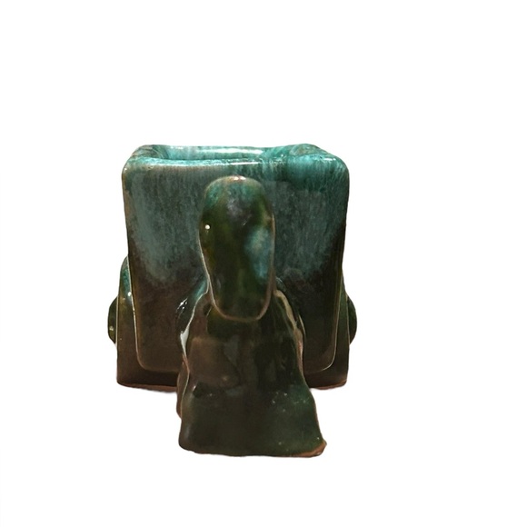 Vintage Blue Studio Pottery Horse & Wagon miniature planter or Toothpick Holder - Picture 5 of 7